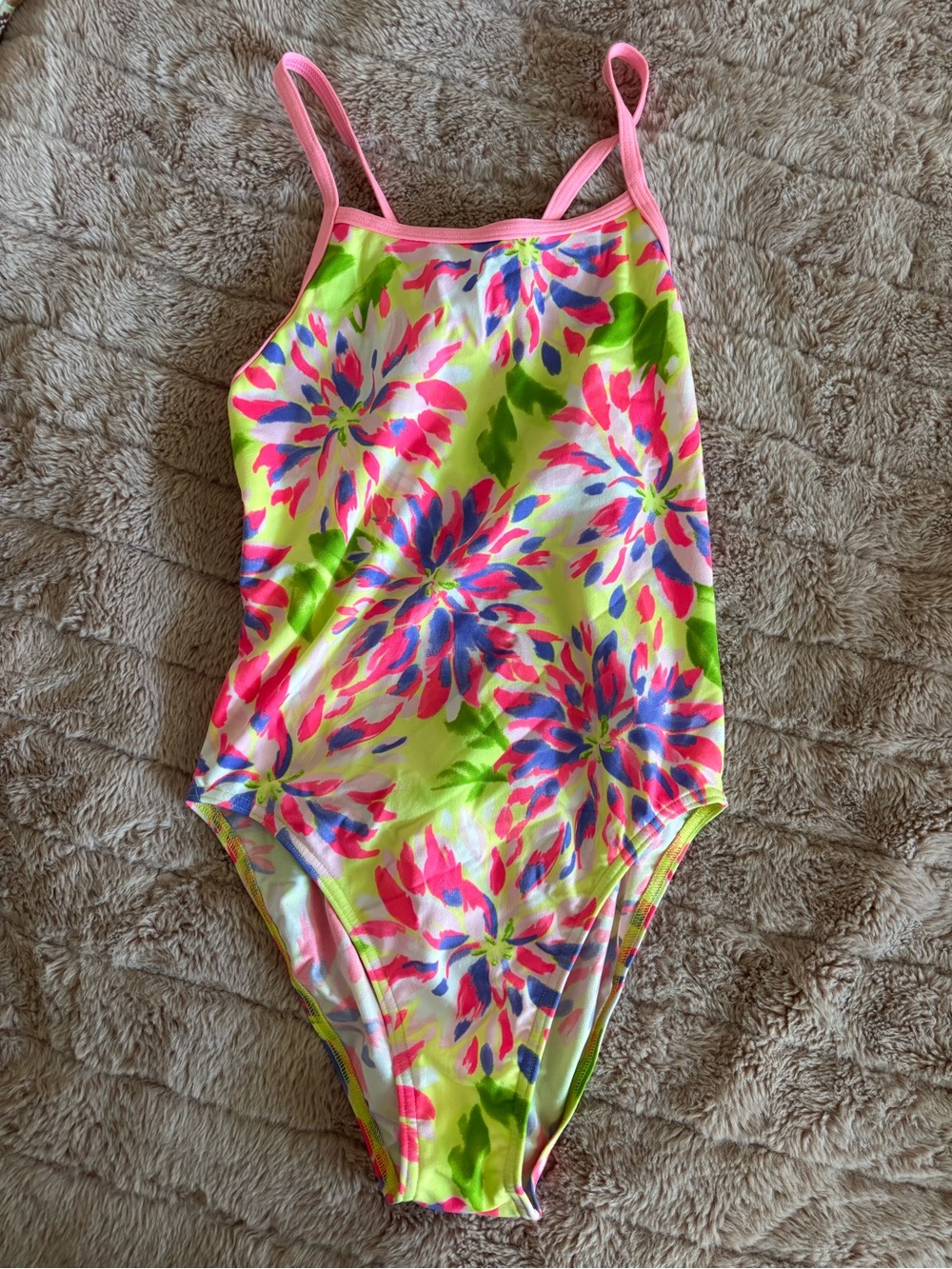 Speedo Neon Floral One-Piece Swimsuit - Pink & Lime